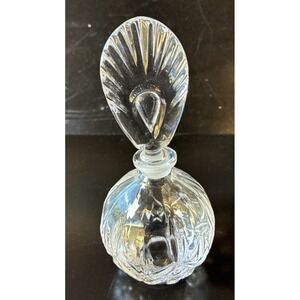Vintage Peacock Feather Style Perfume Bottle With Dauber 3" Diameter (16P)